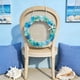 thumbnail image 4 of Decoración costera hecha a mano con corona de vidrio marino - Flor de vidrio azul 25cm • Colgante de pared con temática de playa • Regalo de decoración para el hogar de estilo náutico oceánico, 4 of 5