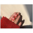 thumbnail image 1 of Pendientes navideños, lindos pendientes de resina de alce de Papá Noel, pendientes femeninos de muñeco de nieve dulces sin agujeros para las orejas, 1 of 5