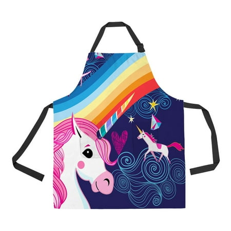 

ABPHQTO Rainbow And Unicorns Apron Home Kitchen Apron with Pockets