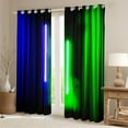 thumbnail image 2 of Feelyou Neon Glowing Lightning Curtains Pack of 2 (42x84 Each), Blue Green Stripes Abstract Curtains Blackout, Teens Kids Boys Girls Bedroom Curtains, Living Room Curtains Decor, 2 of 6