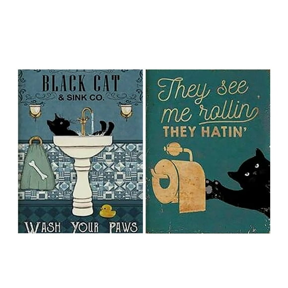 kurtrusly Pack of 2 Frameless Paintings with Animal Pattern Printed Posters Art Decoration Waterproof Removable Drawings Picture