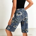 thumbnail image 4 of Womens Jean Short Fashion Solid Color High Waisted Pocket Set With Diamond-Studded Ripped Hot Shorts Comfy Stretchy, 4 of 5