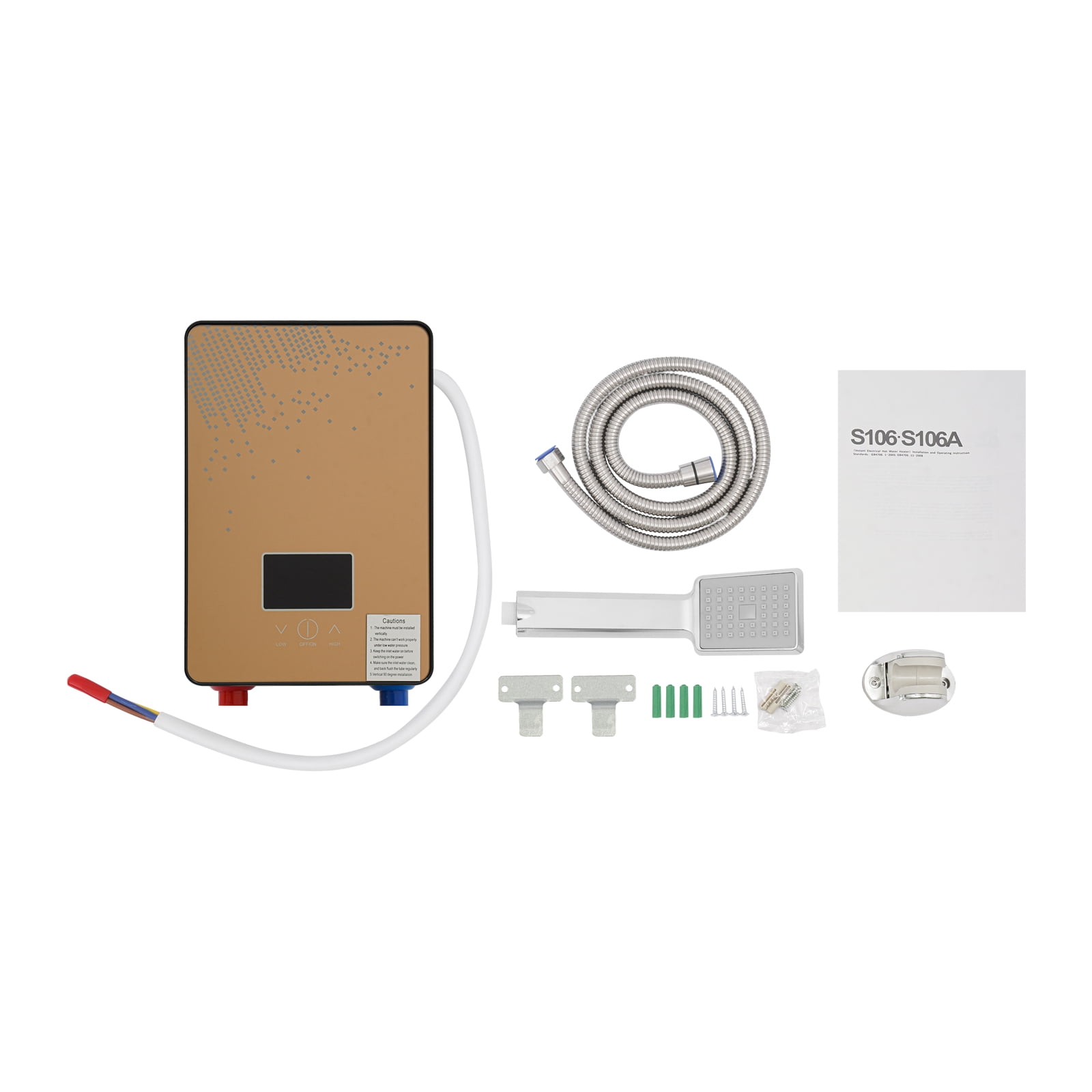 18.6*5.7*27.7cm  Lower Inlet Water Heater Electric Water Heater Instantaneous Water Heater 4500W Stainless Steel