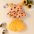 thumbnail image 7 of Hienoo Newborn Girls Sunflower Prints Flutter Sleeve Tshirt Shorts Casual Clothes Set, 7 of 7