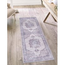 Rugs.com Mangata Collection Rug – 2' 7 x 13' Runner Ivory And Gray Low Rug Perfect For Hallways, Entryways