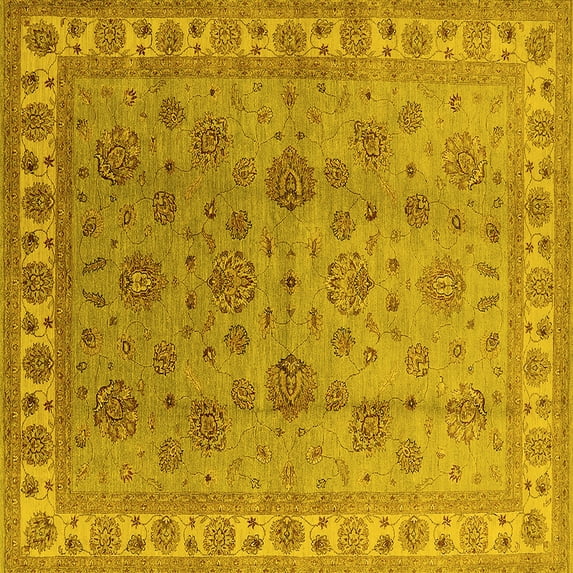 Ahgly Company Indoor Square Oriental Yellow Industrial Area Rugs, 3' Square