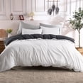 thumbnail image 1 of Twin Duvet Cover Set, Reversible Double Brushed Microfiber Duvet Cover Set 2 Pieces, All Season Soft Duvet Cover with Zipper Closure, Charcoal/Silver Grey, 68x90 Inches, 1 of 9