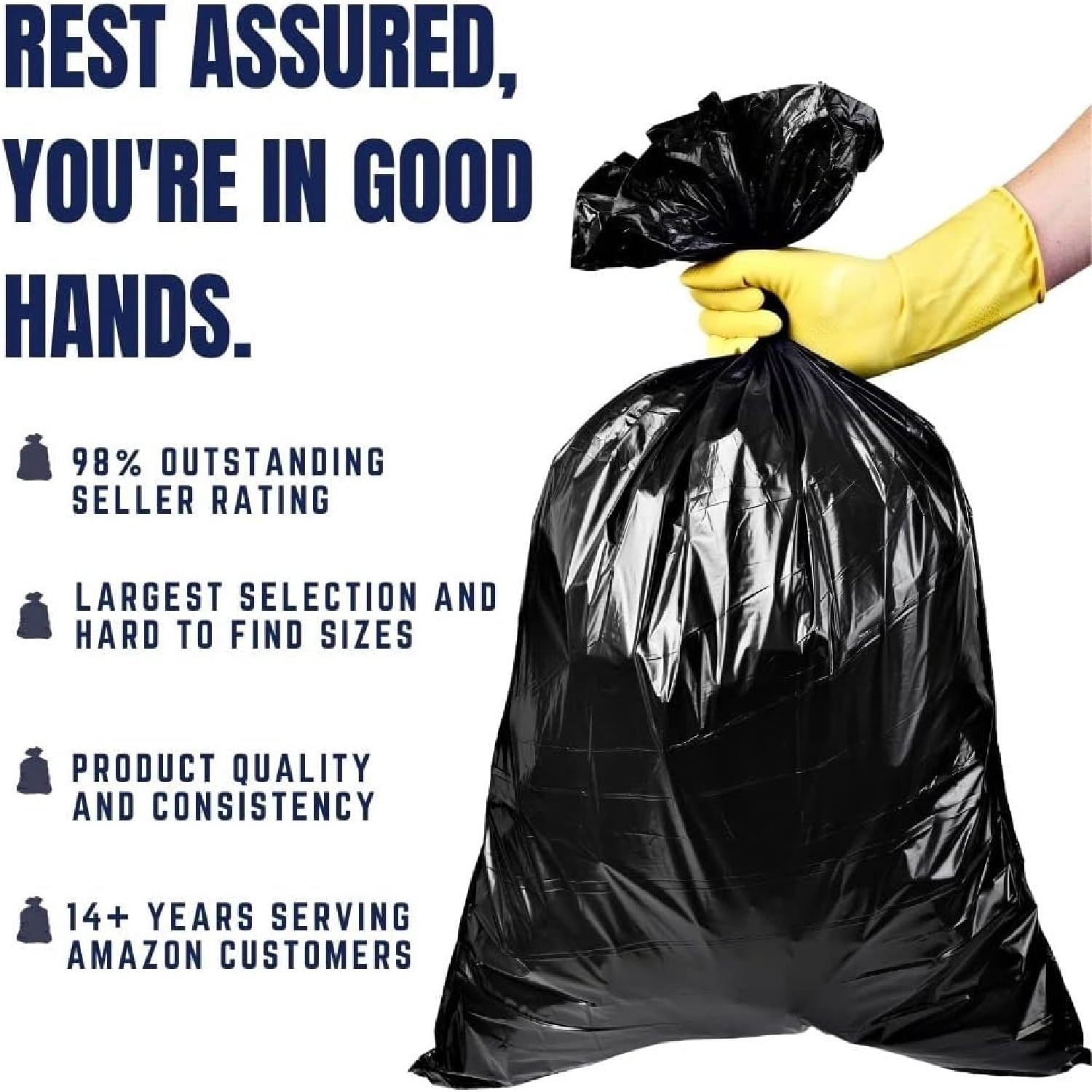 35 Gallon Trash Bags │ 1.5 Mil │ Black Heavy Duty Garbage Can Liners │ 33" x 48" (100 Count)