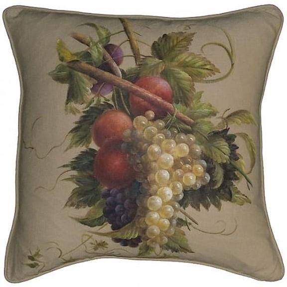 Throw Pillow Traditional Antique Leaves Leaf 20x20 Beige Red Linen Down Feather
