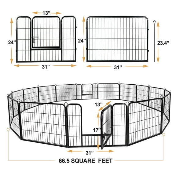 ZOPan Foldable Detachable Pet Playpen Dog Exercising Barrier Fence, 16 Panel