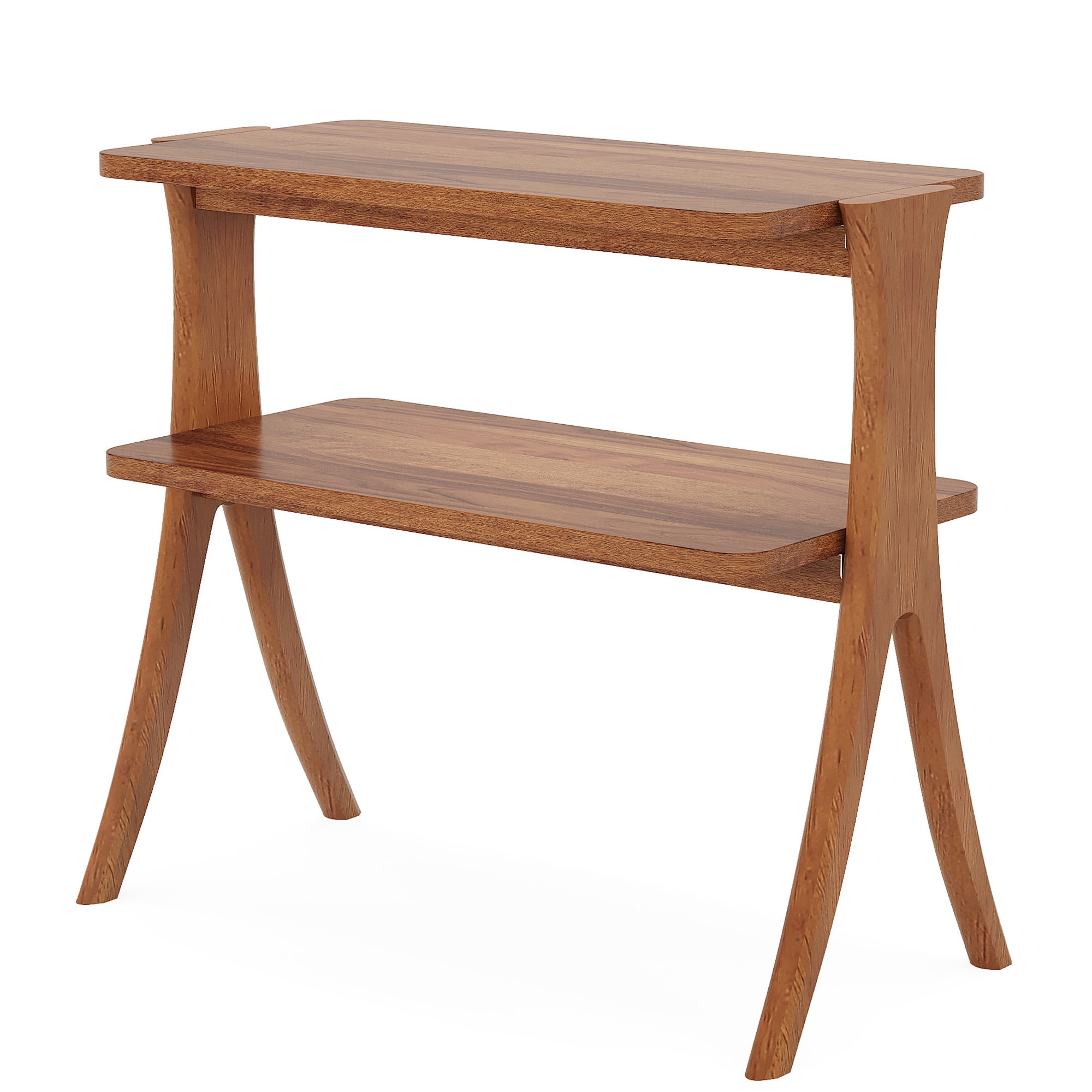 MAYEERTY 2-Tier End Table Solid Wood Frame Stable & Crack-Resistant