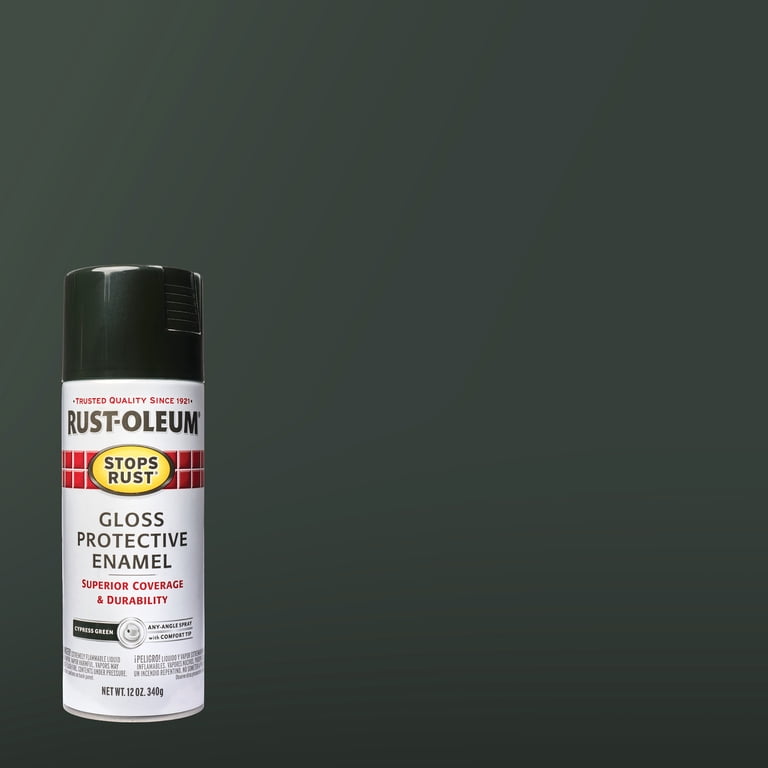 Rust-Oleum Stops Rust Gloss Spray Paint, Cypress Green, 12 oz photo 2
