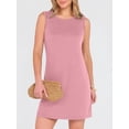 thumbnail image 3 of ANRABESS Women's Summer Sleeveless Tank Dress, Crewneck Mini Sundress with Side Slit, Wrinkle-Free Casual Beach Travel Vacation Dress Pink Medium, 3 of 8