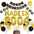 thumbnail image 1 of 18th Birthday Decorations for Men, 18 Years Old Party Supplies, Made In 2004 Foil Balloons Happy 18th Birthday Cake Topper Hanging Swirls for Boys and Girls 18th Bday Decorations Black and Gold, 1 of 7