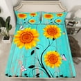 thumbnail image 2 of Erosebridal Sunflower Full Sheet Set Women,Distressed Blue Wooden Board Bed Sheets Set,Yellow Flowers Butterfly Bedding,Country Grunge Farmhouse Top Sheet + Fitted Sheet + 2 Pillow Cases, 2 of 5