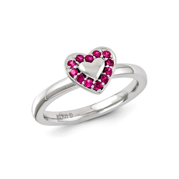 1/5 Carat (Ctw) Lab-Created Ruby Heart Promise Ring in Sterling Silver for Women