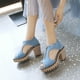 thumbnail image 5 of Tamaño de zapatos de mujer de tacón alto de microfibra de cuero artificial y mezclilla de moda 35-43 Wmkox8yii  hfjk2522, 5 of 9