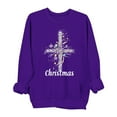 thumbnail image 2 of Ounisa Womens Crewneck Sweatshirt Long Sleeve Christmas Cross Print Terry Casual Cute Pullover Top Sweater, 2 of 6