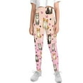 thumbnail image 2 of COEQINE Cat Paw Heart Pink Girls Yoga Leggings Pants Full Length Athletic Trousers High Waist Tummy Control, for 6-7 Years Kids Girls, 2 of 7