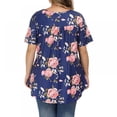 thumbnail image 2 of URMAGIC Women Short-sleeved T-shirt V-neck Button Blouse Floral Plus Size Tunics Tops, 2 of 5