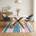 thumbnail image 3 of ODIKA 5'x7' Navy Pink Geometric Floral Stripe Washable Area Rug Intricate with Circles and Arches for Dining Room, Under Table, Home Office, Non-Slip Chair-Friendly, 3 of 7
