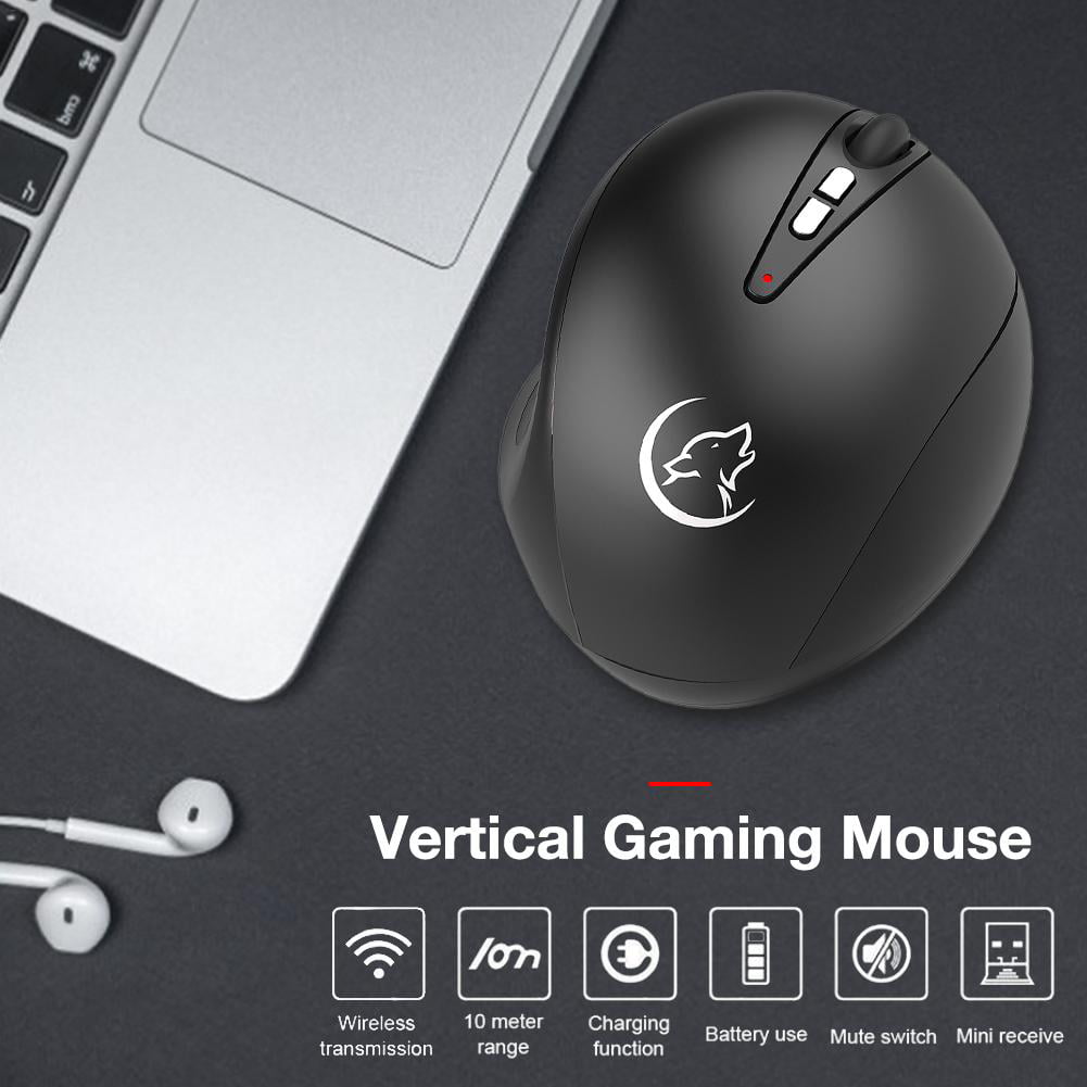 High Precision Vertical Optical Gaming Mouse 2.4Ghz Wireless Mouse Black 