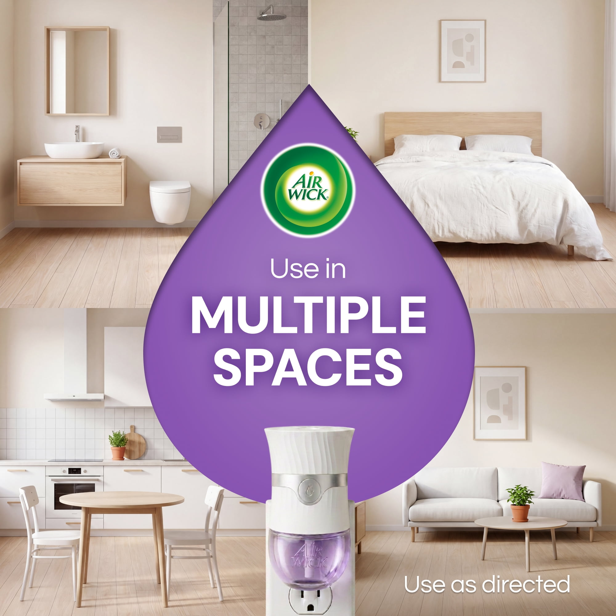 (5 pack) Air Wick Plug-In Scented Oil Warmer Air Freshener Refills, Lavender & Chamomile, 4 Count