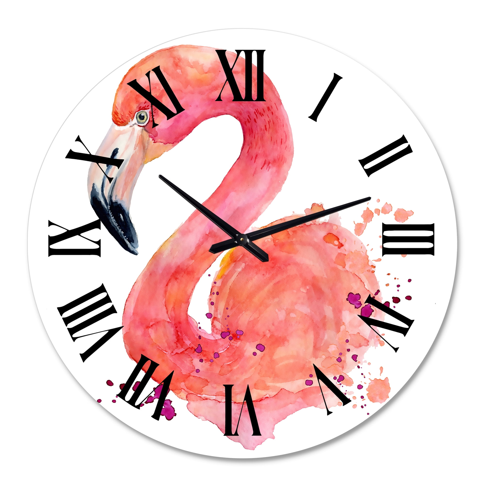 Designart 'Portrait Of Pink Flamingo I' Farmhouse Wall Clock