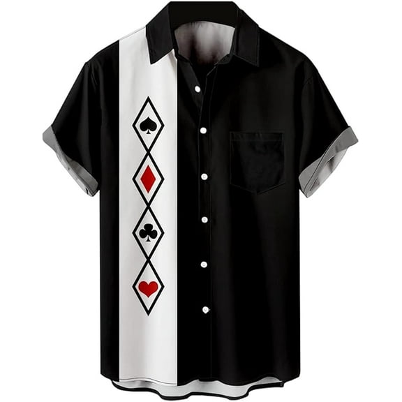 Hawaiian Bowling Shirts for Men Short Sleeve Printed Regular Fit Summer Beach Casual Button Down Aloha Shirts