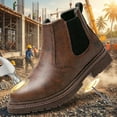 thumbnail image 5 of RIBONGZ Steel Toe Work Boots for Men Slip-on Chelsea Boot, Men's Industrial & Construction Shoes, Waterproof, Lightweight, Comfortable, Non-slip Safety Shoes, 5 of 5