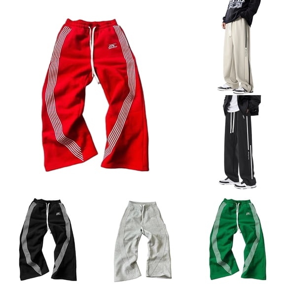 Mens Baggy Sweatpants Straight Leg Wide Pants Relaxed Fit Spring Fall Casual Streetwear Trousers Droopy Feel Black XXL