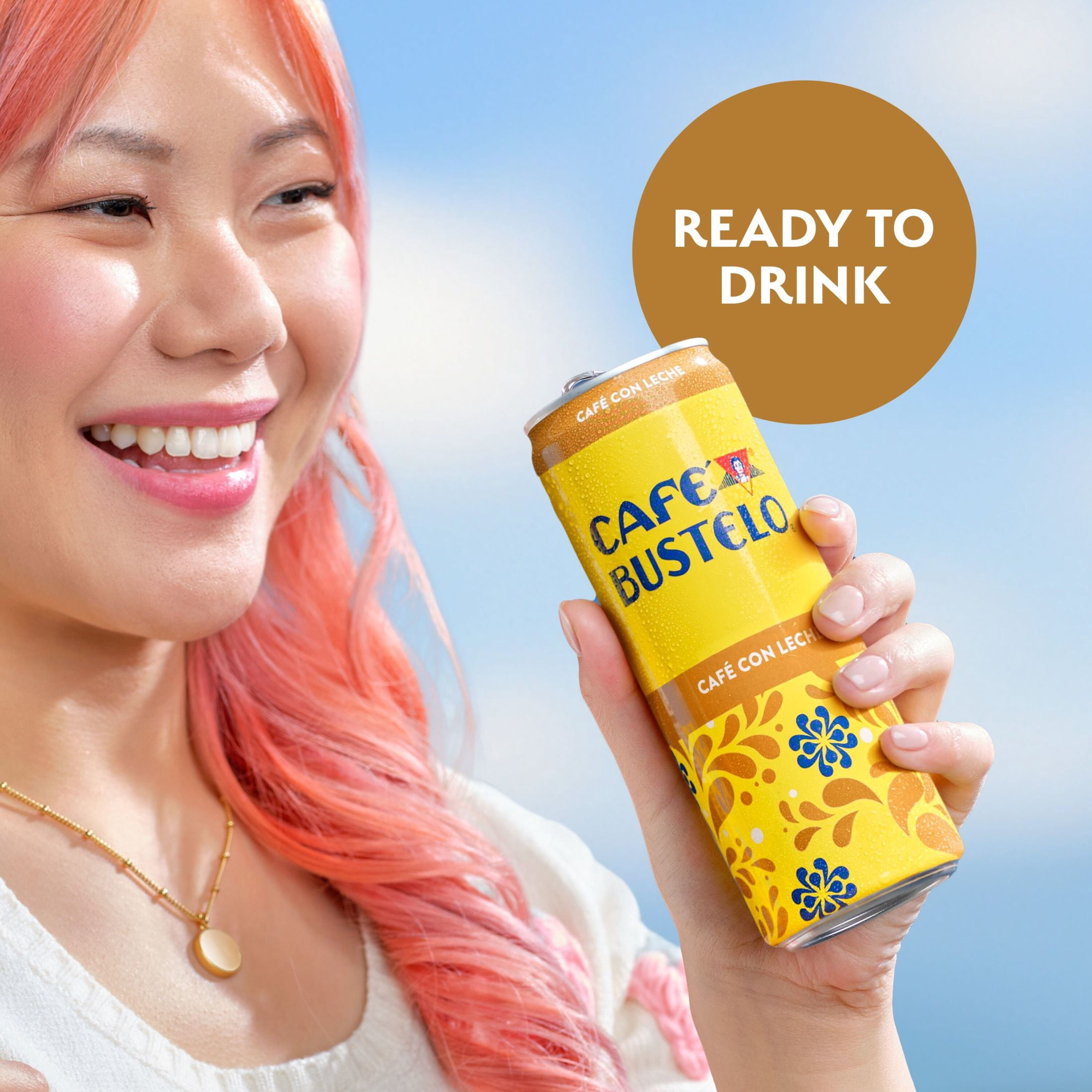 (12 pack) Cafe Bustelo Cafe con Leche Ready to Drink Espresso Style Iced Coffee Beverage, 11 Fl. oz Can