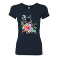 thumbnail image 2 of Wild Bobby, Cute Hearts and Flowers Blessed, Inspirational/Christian, Women Slim Fit Junior Tee, Navy, 2XL, 2 of 3
