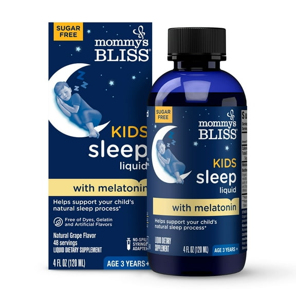 Mommy's Bliss Kids Sleep Liquid, Melatonin, Kids 3 Yrs  , Natural Grape, over-the-Counter. 4 fl oz