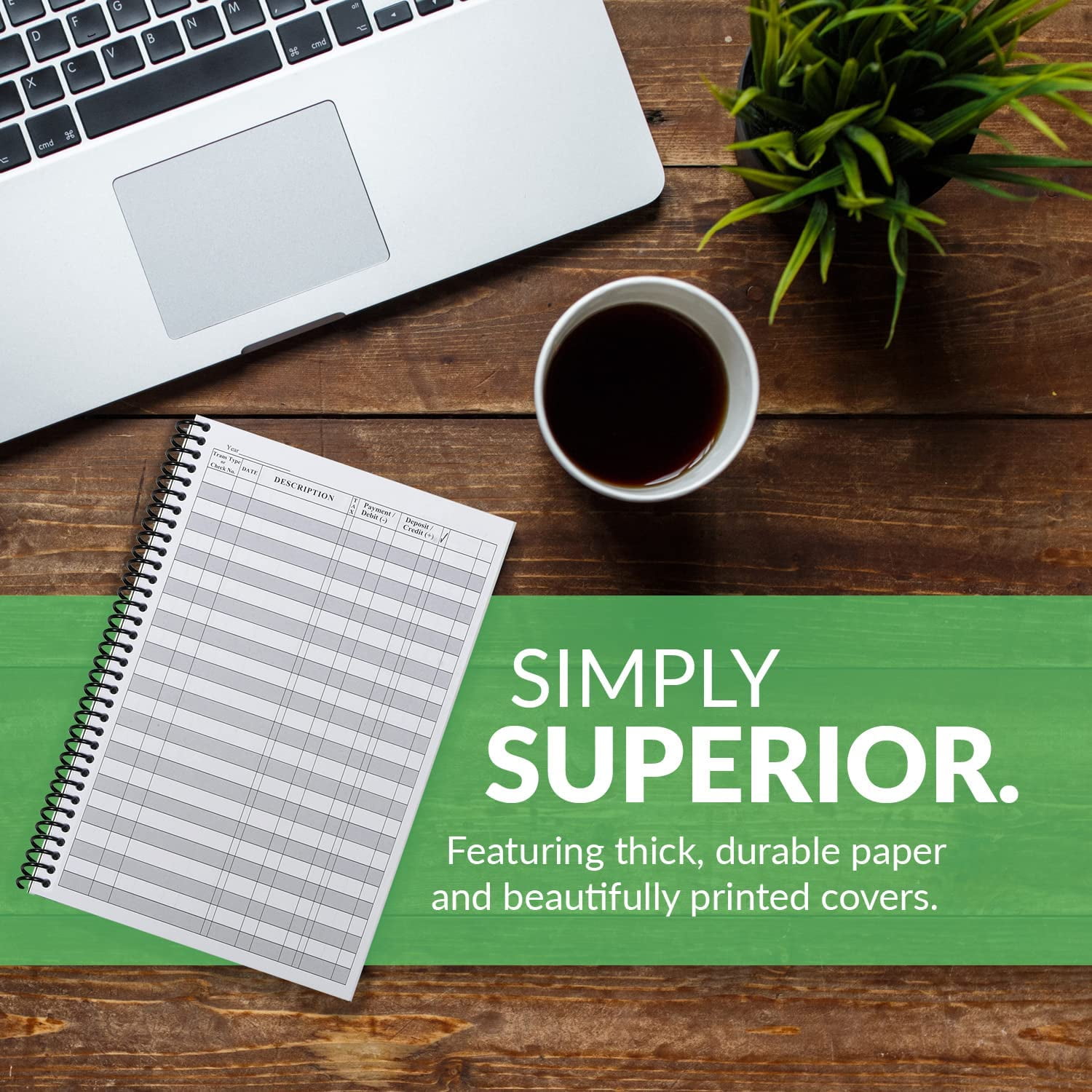 Superior Register Simple Account Tracker, 5.5 x 8.5, Money Ledger, 50 Pages, Spiral Bound, 1-Count