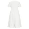 thumbnail image 6 of SnnmBlm Women's Casual V Neck Button Down Cotton Linen Dress Short Sleeve Midi Length Loose Summer Dresses White 2XL, 6 of 6