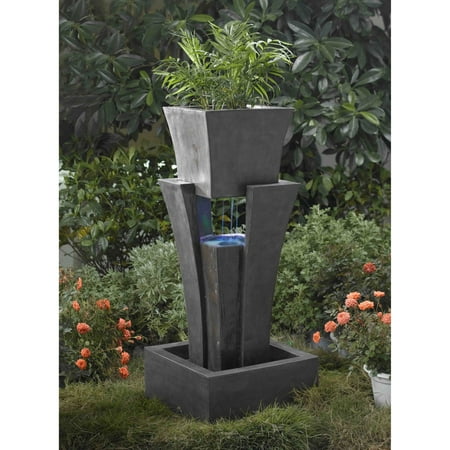 Raining Water Fountain with Planter with LED Light