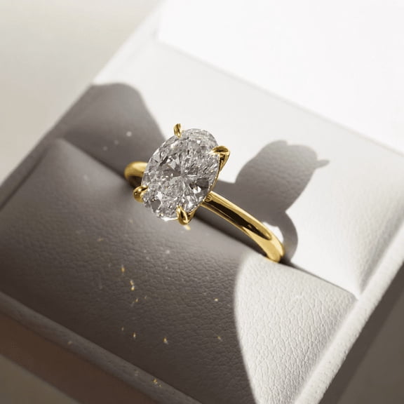 Diiro Luxury Moissanite Solitaire Wedding Ring 14K Vermeil Yellow Gold Engagement Ring Oval Cut Diamond Anniversary Ring Elegant Fashion Jewelry