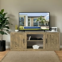 Kadyn TV Stand,TV Cabinet,Entertainment Center Console Table,58 Inch TV Stand with 1500W Faux Fireplace for TVs up to 65 Inch-Natural