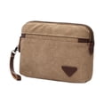 thumbnail image 2 of Bolso de mano para hombre con correa de cuero, tarjetero portátil para identificación, bolso de negocios Caqui, 2 of 9