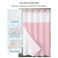thumbnail image 2 of No Hook Cloth Fabric Shower Curtain with Snap in Liner, Solid Pink Waterproof Shower Curtains Set with See Through Top Window, Romantic Minimalism Abstract Denim Texture Bath Curtains Shower 72"x96", 2 of 6