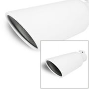 Universal Stainless Truck Angled White 12 inch Bolt-On Exhaust Tip 2.5 In 4 Out