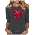 thumbnail image 2 of Jienlioq Chandail en Molleton de la Saint-Valentin pour Femmes Imprimé Décontracté Col Rond Manches 3/4 Gris Foncé 3TG, 2 of 4