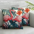 thumbnail image 3 of Fenyluxe Pink Flamingo Throw Pillow Covers Tropical Palm Leaves Flower Decorative Throw Pillowcase Square Cushion Case Sofa Case for Bedroom Livingroom Decor 22x22in, 3 of 5