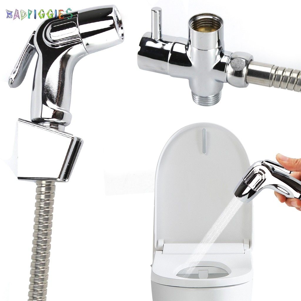 BadPiggies Stainless Steel Hand Held Bidet Toilet Sprayer Kit Diaper Washer Portable Shower Sprayer for Bathroom