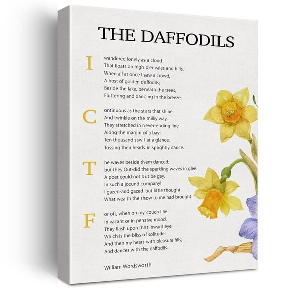 Daffodils Print Canvas Wall Art Home Office Decor I Wandered Lonely As A Cloud Poetry Painting Poster Framed Ready To Hang