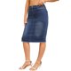 thumbnail image 4 of Faldas de Mezclilla de Mujer INSPIRE CHIC con Dobladillo Desgastado, Cintura Alta, Bolsillos, Elásticas, Largo Medio, Color Azul, 4 of 6