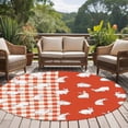 thumbnail image 4 of Japanese Rabbits Round Area Rug 5Ft Washable Circle Rugs for Living Room Bedroom, Vintage Orange Red Plaid Farmhouse Non-Slip Carpet Floor Mats Indoor Outdoor Carpet Runner Aesthetic Home Decor, 4 of 8