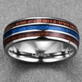 thumbnail image 3 of 8mm Domed Hawaiian Koa Wood and Blue Imitated Meteorite Inlay Tungsten Carbide Wedding Band Size 7-12, 3 of 3