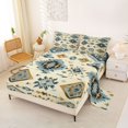 thumbnail image 2 of Castle Fairy Hippie Aztec Print Bed Sheets 4-Piece,Retro Tribal Geometric Full Size Sheets,Blue Gold Cream,1 Flat Sheet, 1 Fitted Sheet and 2 Pillowcases, 2 of 7